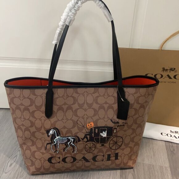 Coach City Tote In Signature Canvas With Halloween - Picture 1 of 7